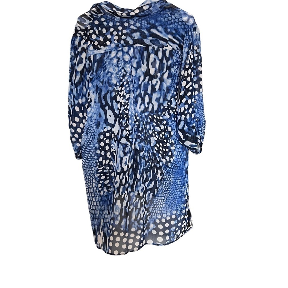 Chicos Blouse Shirt Top Long Sleeve Light Geo Chiffon Abstract Chico 2